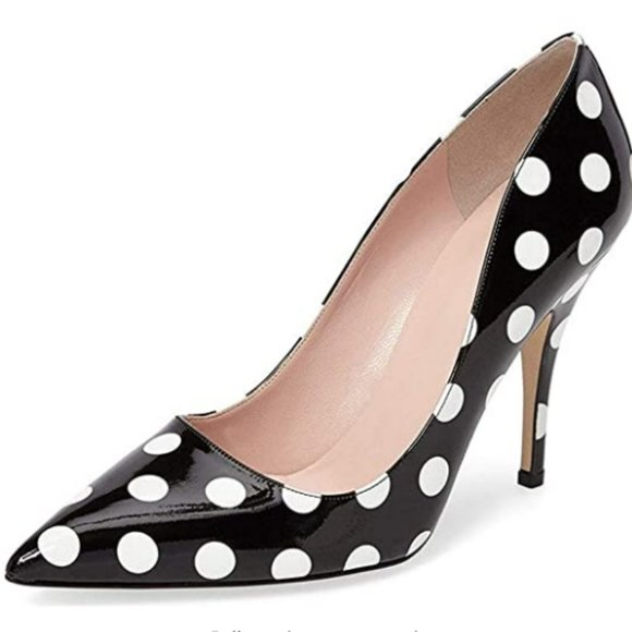 YDN Shoes - YDN Chic Pointed Toe Mid Heel Pumps Polka Dots